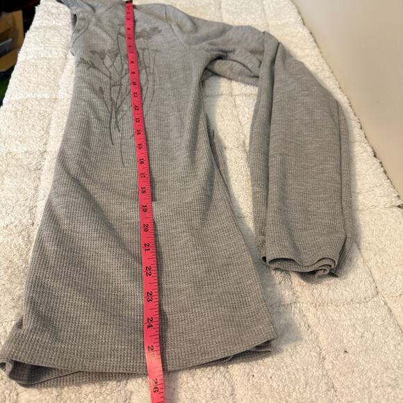 Faded Glory Womens Gray Long Sleeve Hooded Waffle Knit Henley Size Medium - Picture 8 of 9